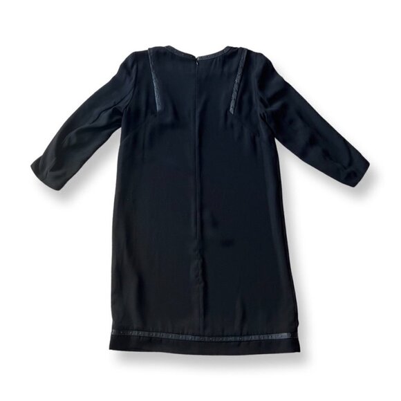 The Kooples Sport Crepe Fake Leather & Studs Black Shift Dress Size 2 /05 - Picture 2 of 4